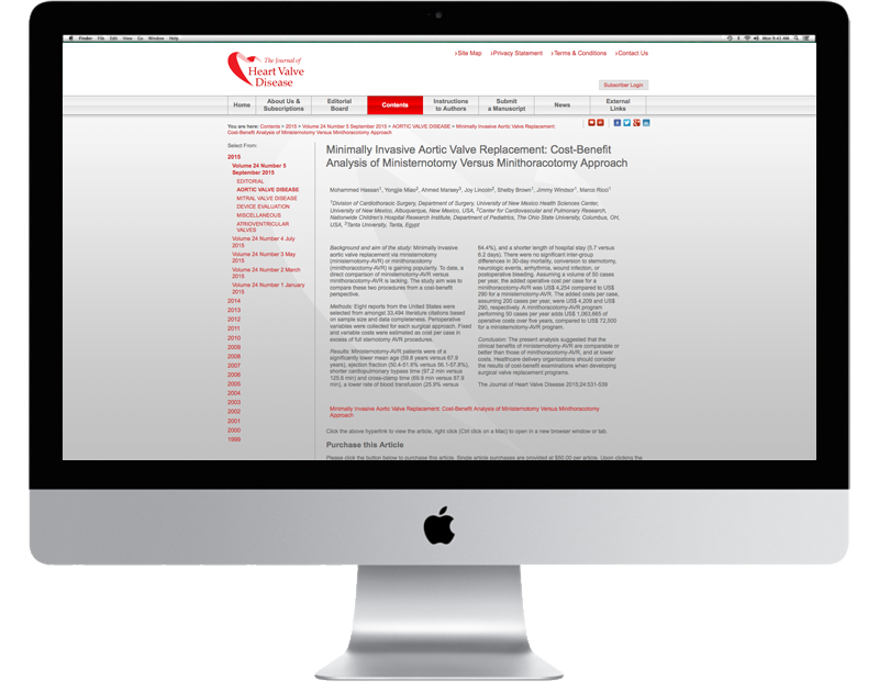 CHP Design Agency - website for the Journal of Heart Valve Disease