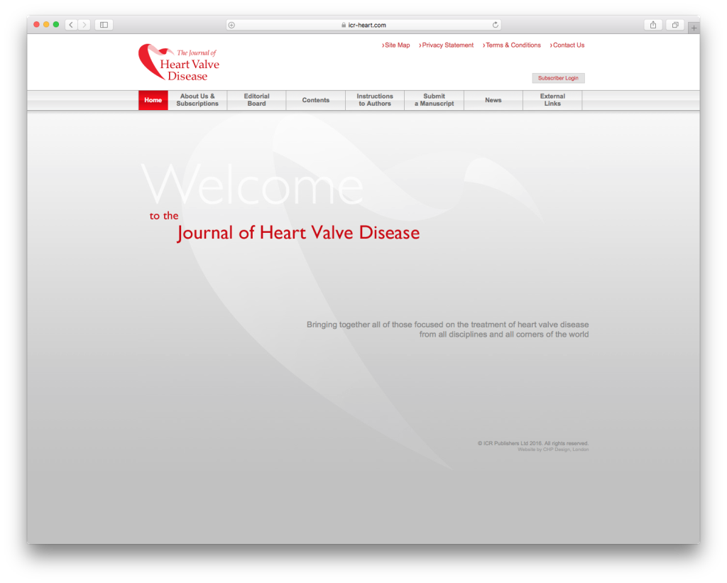 CHP graphic design & online branding for the Journal of Heart Valve Disease