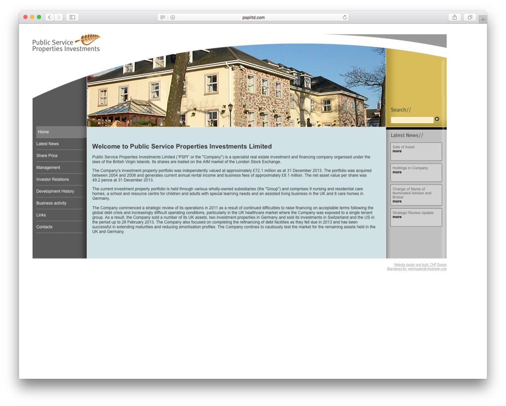 CHP Graphic Design and website for Investor Relations