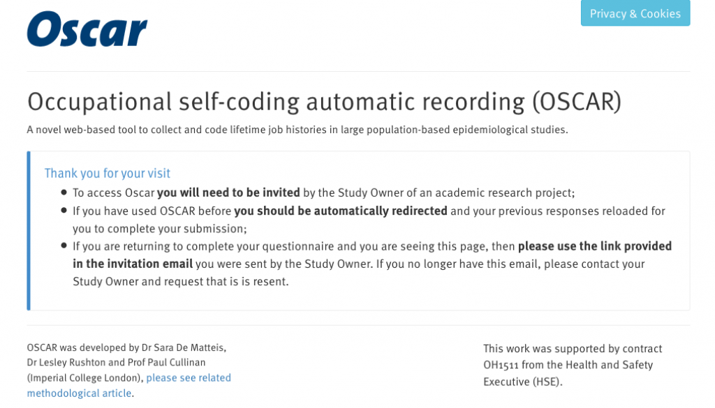 Occupational self-coding automatic recording (OSCAR) web application